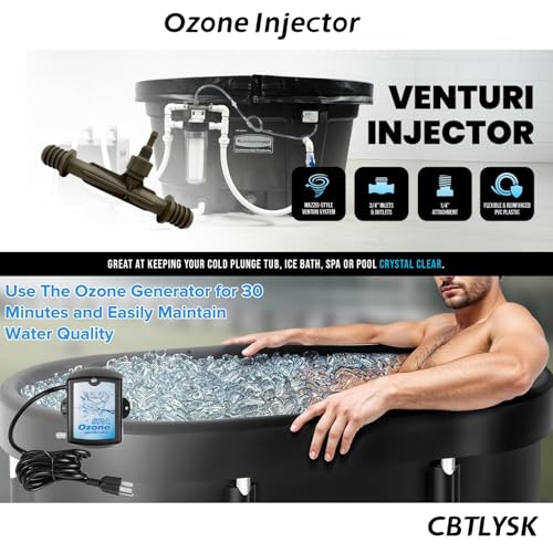 Ozone Venturi Injector ，3/4" Barbed Inlets/Outlets, 1/4" Ozone Injection Port, for Cold Plunge, Spa, Pool Circulation Pumps or Irrigation