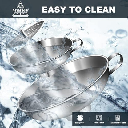 Walfos 5.5 Inch and 4 inch Stainless Steel Wide-Mouth Funnel with Handle for Wide and Regular Mason Jars Canning Jars,Wide Mouth Funnels for Kitchen Use Transferring Liquid and Dry Ingredients! - color: 2pcs Wide Funnels