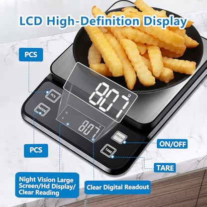 IPX7 Waterproof Food Scale 0.1g Precision Kitchen Scale, 5kg/11lb Digital Food Scale USB Rechargeable, Backlight Gram Scale Stainless Steel & Washable Digital Scale for Cooking, Baking,Weight Loss - style: IPX7_Rechargeable_5kg