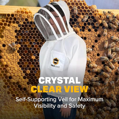 Mann Lake ProVent Beekeeping Jacket, Professional Grade Vented Bee Gear with Self-Supporting Veil, Heavy-Duty Zippers, Elastic Wrist Openings, Reinforced High-Wear Areas & Chest Pocket, Medium - size: Medium