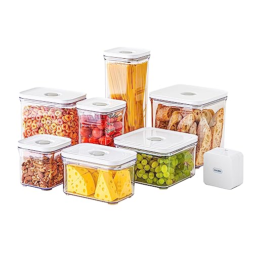 VAKUEN Premium Airtight Food Storage Containers Mega 8P/Set. Total 46.11cup, 7pcs Container and Vacuum Sealer. Smart One-Click Seal Lid, Patented Double Silicone Lining, 100% Leak Proof, BPA-FREE