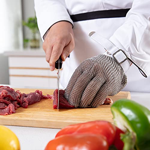 Dowellife Chainmail Glove, Cut Resistant Food Grade, Stainless Steel Mesh Metal Knife Cutting Glove for Butcher, Oyster Shucking Kitchen Mandoline Chef Slicing Fish Fillet (Large) - size: Large (Pack of 1)