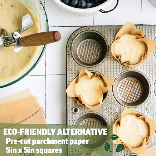 Zenlogy 5x5 Small Parchment Squares (300 sheets) - Unbleached, Non-stick, Pre-cut Parchment Paper- Ideal for Candy Wrappers, Liner Paper, Freezing and Storing, Separating, and Diamond Painting - size: 5x5 - 300 Sheets