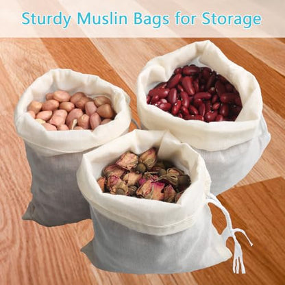 Eketirry Spice Bags, 10pcs Reusable Empty Tea Bags, Muslin Strainer Bags, Soup Bags for Cooking, Natural Cotton Fine Mesh Cheesecloth Bags for Cold Brew Coffee(4 x6"&7 x8") - size: 4x 6&7x8 inch