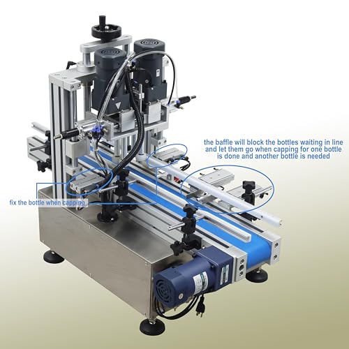 TECHTONGDA Automatic Bottle Capping Machine Electric Cap Sealer for Screw Caps with Belt Conveyor Bottle Height 2-7inch Bottle Diameter 1-4inch Cap Diameter 0.79-2.36inch Cap Diameter 0.79-2.36inch