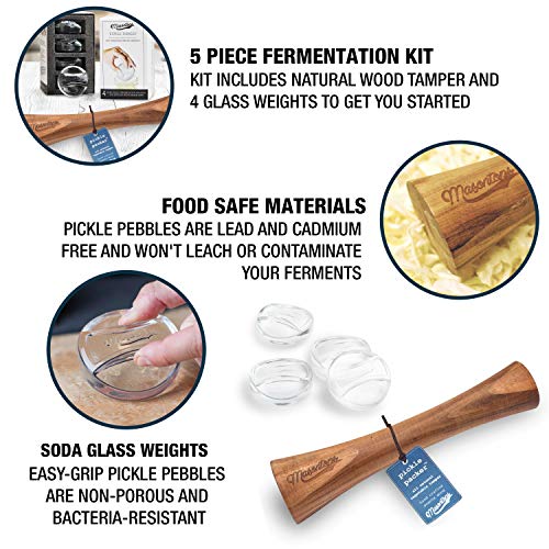 Masontops Pickle Packer Vegetable Tamper & Pickle Pebble Glass Weight Fermentation Tool Set - Regular Mouth Canning Kits - size: Small/Regular Mouth