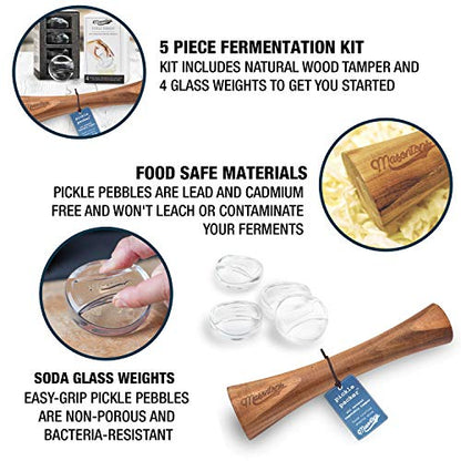 Masontops Pickle Packer Vegetable Tamper & Pickle Pebble Glass Weight Fermentation Tool Set - Regular Mouth Canning Kits - size: Small/Regular Mouth