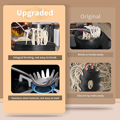 Spaghetti Server, [Rustproof, Integral Forming, Durable] Newness 304 Stainless Steel Pasta Fork with Vacuum Ergonomic Handle, Comfortable Grip Design Spaghetti Server for Kitchen, 14.33 Inches - size: Spaghetti Server