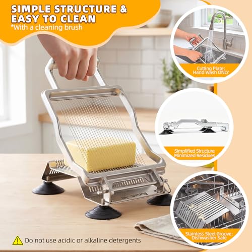 Anatole Commercial Cheese Slicer Butter Cutter for Block Cheese Butter Squares with 1/5'' Interchangeable Cutting Plate Replaceable Stainless Steel Wire Home Restaurant Kitchen Cook Baking Tool