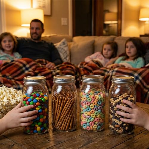 novelinks 64 oz Large Plastic Mason Jars with Airtight Lids Wide Mouth | 3 Pack, Silver, Storage Jars with Airtight Lids, Mason Jars 64oz, Big Jars Wide Mouth, Plastic Storage Containers for Pantry - color: 3 Pack Silver