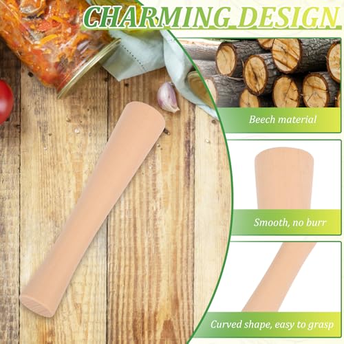 12" Sauerkraut Pounder Natural Beech Wood Smasher for Fermentation Crocks and Mason Jars Cabbage Sauerkraut Pounder, Fermenting Food Tool Packer Stomper
