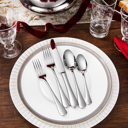 Royalrose Premium Aria 4-Piece 9.6 Inch Silverware Knives (Dinner Knives) | Stainless Steel Table Knives, Silverware Knives, Butter Knives, Mirror Finish, Dishwasher Safe, Ideal for Steak & Butter