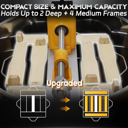 6 Frames Manual Honey Extractor, Basic Stainless Steel Drum Spinner with Clear Lid, Fits 2 Deep and 4 Medium Frames for Beginner Beekeeping Honey Harvest