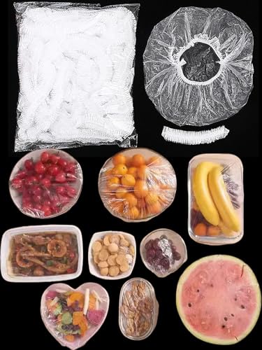 300 Pcs Reusable Elastic Food Covers –Stretchable Bowl & Plate Covers for Bread Proofing Food Storage Picnics. BPA Free, Dishwasher Safe, Universal Fit Clear Adjustable Bread Fermentation Basket Cover