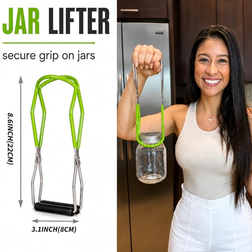 Supa Ant Canning Supplies Starter Kit (Food Grade) - Canning Kits Set for Beginners - 3 Pcs. Including Wide Mouth Jar Funnel, Magnetic Lid Lifter, Stainless Steel Jar Lifter (Assembled in USA) Green - color: Green