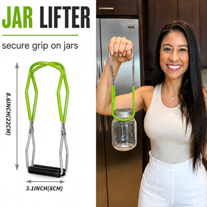 Supa Ant Canning Supplies Starter Kit (Food Grade) - Canning Kits Set for Beginners - 3 Pcs. Including Wide Mouth Jar Funnel, Magnetic Lid Lifter, Stainless Steel Jar Lifter (Assembled in USA) Green - color: Green