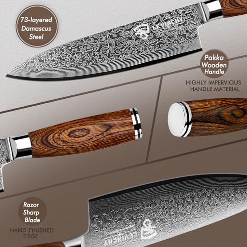 Damascus Chef's Knife 8 inch Professional Handmade Damascus Stainless Steel Kitchen Knife, Superb Edge Retention, Stain & Corrosion Resistant, Ergonomic PAKKA Wood Handle - color: 8" Damascus Professional Chef Knife