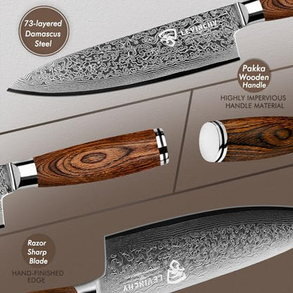 Damascus Chef's Knife 8 inch Professional Handmade Damascus Stainless Steel Kitchen Knife, Superb Edge Retention, Stain & Corrosion Resistant, Ergonomic PAKKA Wood Handle - color: 8" Damascus Professional Chef Knife