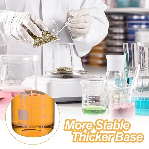 PATIKIL 600ml Low Form Glass Beaker, 6 Pack 3.3 Borosilicate Glass Graduated Printed Scale Measuring Cups with Spout for Kitchen Lab Liquids - size: 600ml