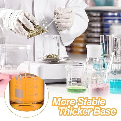 PATIKIL 600ml Low Form Glass Beaker, 6 Pack 3.3 Borosilicate Glass Graduated Printed Scale Measuring Cups with Spout for Kitchen Lab Liquids - size: 600ml