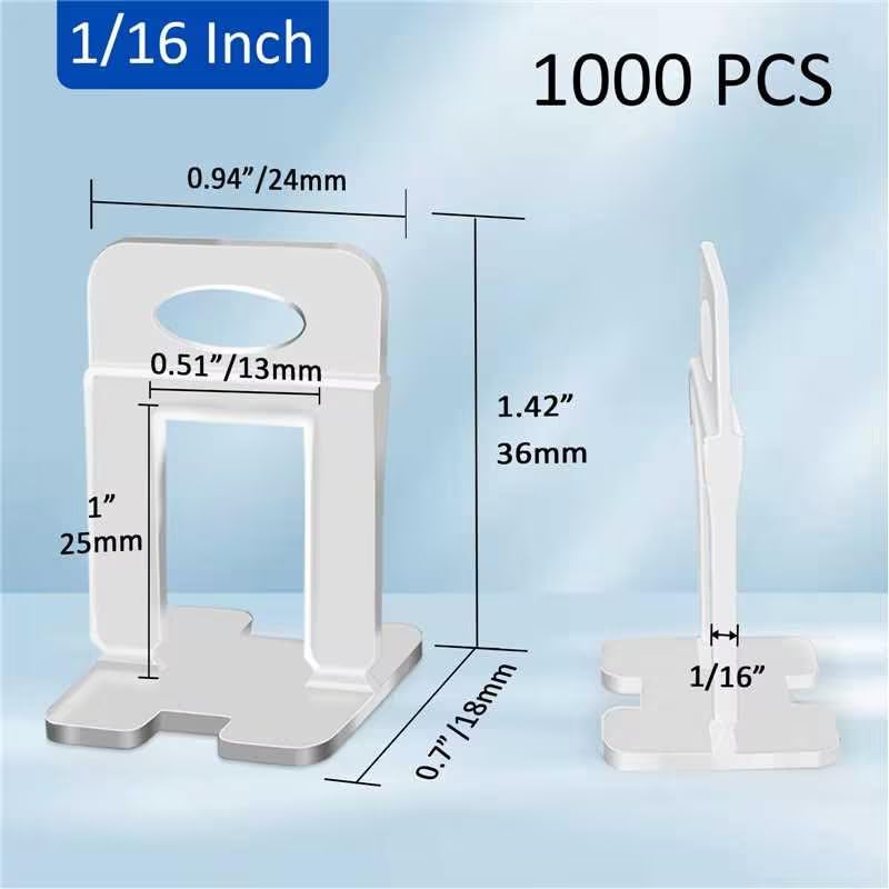 DGSL Tile Leveling System, 1000-Piece 1/16" Tile Spacers Clips Tile Tools, Tile Installation Tools for Professional Ceramic Tile and Stone Installation - size: 1/16 Inch*1000 Piece