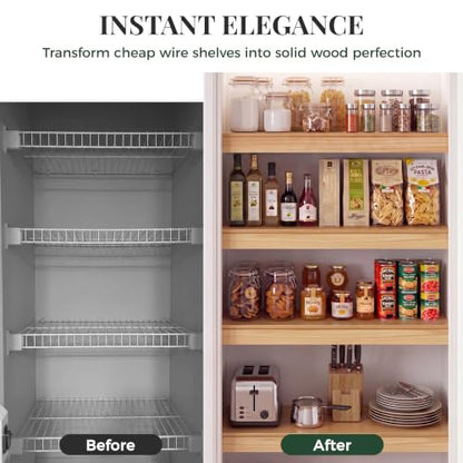 Solid Pine Wire Shelf Covers, 16" D x 24" L, Tool-Free Pantry Rack
