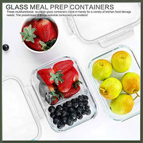 KOMUEE 10 Packs 30 oz Glass Meal Prep Containers,Glass Food Storage Containers with Lids,Airtight Lunch Bento Boxes,Microwave, Oven, Freezer and Dishwasher,White - color: White