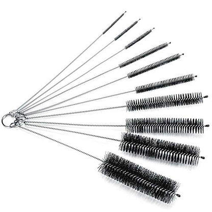 AKOAK 8.2 Inch Nylon Tube Brush Set Pipe Cleaning Brushes for Drinking Straws Glasses Keyboards Jewelry Cleaning,Set of 10