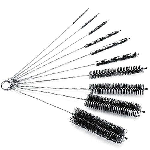 AKOAK 8.2 Inch Nylon Tube Brush Set Pipe Cleaning Brushes for Drinking Straws Glasses Keyboards Jewelry Cleaning,Set of 10