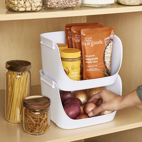 YouCopia ShelfBin Stacking Pantry Bins, 2-Pack, Stackable Storage Basket Organizers for Kitchen and Cabinet Organization - size: Stacking Bins