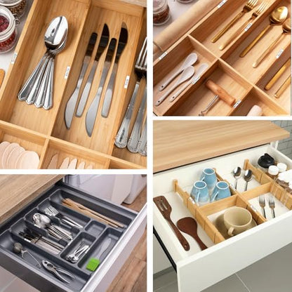 100Pcs Self-Adhesive Drawer Divider Labels – Clear Address Stickers for Organized Storage – Bamboo Silverware Drawer Divider Labels