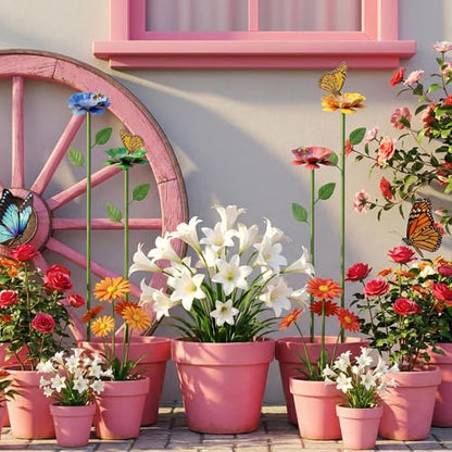 4 Pack Bee Watering Station for Garden with Beautiful Flower Design, Bee Feeders and Butterfly Feeders Combo, Outdoor Bee Baths and Bee Waterer, Gardening Essentials, Garden Decor for Outside