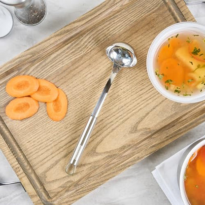 Restaurantware Stainless Steel Sauce Ladle - German Standard Gravy Ladle with Ergonomic Handle, Dishwasher Safe - Small Ladle For Serving Soups, Dressings, Sauces - style: Steel Sauce Ladle