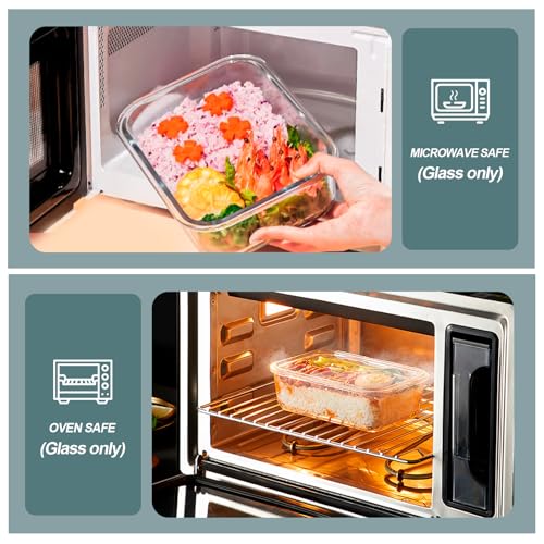 KOMUEE 30 oz 5 Pack Glass Meal Prep Containers, Glass Storage Containers with Lids - Dishwahser, Microwave, Oven and Freezer Safe, Green - color: Green