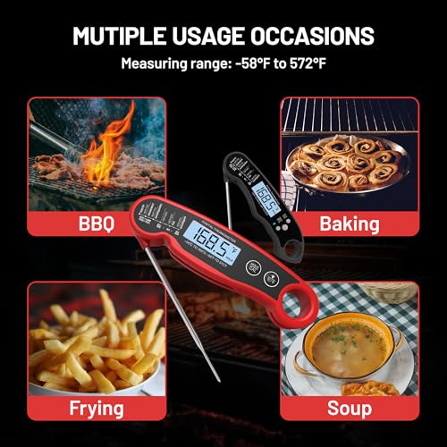 𝟮𝟬𝟮𝟲 𝙐𝙥𝙜𝙧𝙖𝙙𝙚𝙙 Instant Read Digital Meat Thermometer by puxyblue - 2 Pack Waterproof & Super Fast Food Thermometer Widely Used for Indoor & Outdoor Cook, Grill, Bake, BBQ, Candy Making