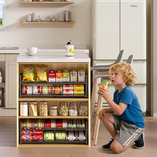 2-Pack Stackable Can Organizer for Pantry Shelf, Adjustable Extra-Long Rolling Can Rack for Kitchen Cupboard Storage, Sturdy Standing Can Holder for Canned Food Goods Soda up to 100, 2 Tier, Black - style: Length(30'' W)-2 Pack