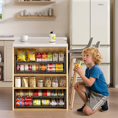 2-Pack Stackable Can Organizer for Pantry Shelf, Adjustable Extra-Long Rolling Can Rack for Kitchen Cupboard Storage, Sturdy Standing Can Holder for Canned Food Goods Soda up to 100, 2 Tier, Black - style: Length(30'' W)-2 Pack