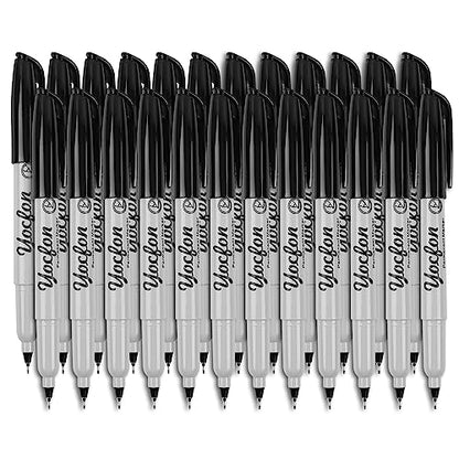 Ultra Fine Point Black Permanent Markers, 24 Pack Ultra Fine Point Black Permanent Marker set, Works on paper, Plastic, Stone, Glass, Metal