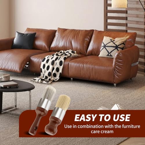 2 Pcs Salve Brush for Furniture,Leather & Wood Furniture Salve Brush Wa-x Brushing Tool with Comfortable Handle & Soft Bristles for Furniture Car Seats Jackets Shoes Cleaning Maintenance