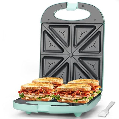 Baker’s Friend Breakfast Sandwich Maker, 4 Slices of Panini Grill Press Sandwich Maker, Electric Sandwich Maker with Indicator Light, Grill Cheese & Egg Muffin Sandwich Maker, Aqua - color: Sandwich Maker (Aqua)