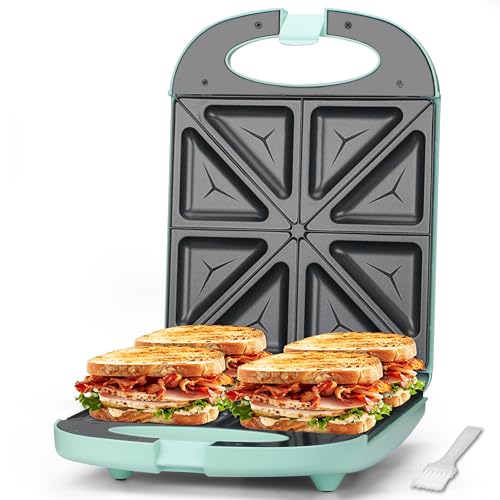 Baker’s Friend Breakfast Sandwich Maker, 4 Slices of Panini Grill Press Sandwich Maker, Electric Sandwich Maker with Indicator Light, Grill Cheese & Egg Muffin Sandwich Maker, Aqua - color: Sandwich Maker (Aqua)