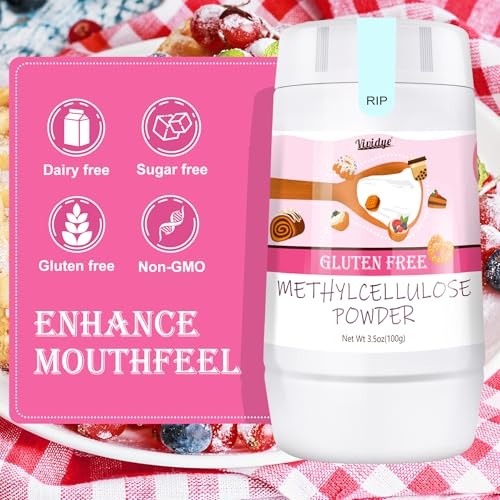 3.5oz Methylcellulose Powder, Pure & Premium Methylcellulose Powder Food Grade, Suitable for Ice Cream Making, Veggie Burger, Cake, Yogurt, Candy, Gum, Baking and More