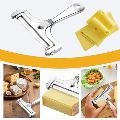 Stainless Steel Wire Cheese Slicer with 4 Extra Wires Cheese Cutter for Mozzarella, Cheddar, Gruyere