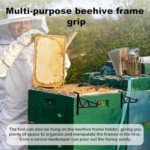 6pcs Beehive Frame Holder, Plastic Beekeeping Frame Perch Bee Hive Stand Support Bracket Grip for Honey Harvesting & Inspection for Beekeeper Accessories Supplies (Black)