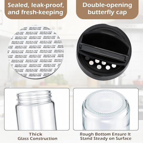3 Pack 16 oz Glass Spice Jars with Shaker Tops Lids Large Spice Bottle with Lids for Kitchen, Herbs, Sugar, Pantry Herb Salt Pepper Storage (Round)