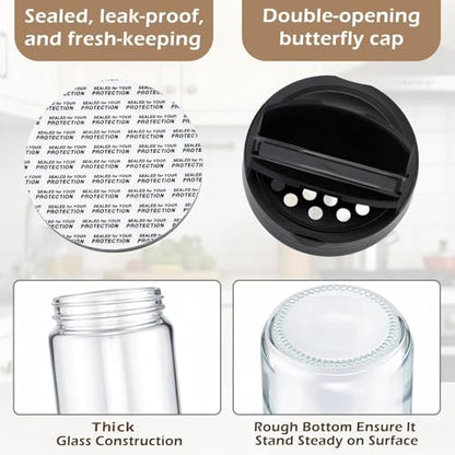 3 Pack 16 oz Glass Spice Jars with Shaker Tops Lids Large Spice Bottle with Lids for Kitchen, Herbs, Sugar, Pantry Herb Salt Pepper Storage (Round)