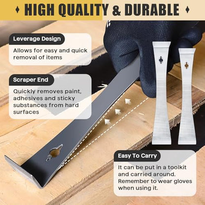 4-Piece 17005 Stainless Steel Pry Bar Scraper Set, 9.25" and 6.7" Trim Puller, Small Flat Pry Bar, Silver Beekeeping Hive Scraper, Bee Hive Hand Tool, 2 Sizes - color: 4-pack