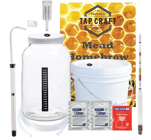 One Gallon Mead Starter Kit With a Wide Mouth Jug - Reusable Fermentation Kit - Make Honey Wine at Home - Great Gift Ideas