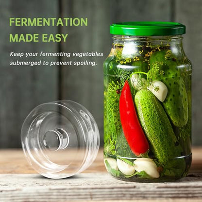 6Pcs Wide-Mouth Fermentation Glass Weight Set With Easy Grip Perfect For Home Brewing, Pickling, Canning, Fermented Fruits, Sauerkraut, Kimchi And More. (6)