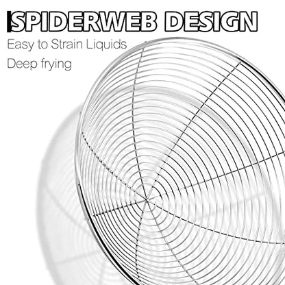 Anaeat Stainless Steel Spider Skimmer, Set of 3 Professional Kitchen Pasta Strainer Spoon with Long Handle - Asian Strainer Ladle Wire Skimmer Spoons for Cooking and Frying (4.5"+5.3"+6.1") - color: Spider Strainer Skimmer Set of 3